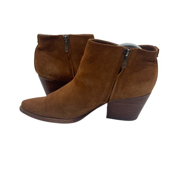 Sam Edelman Walden Bootie Ankle Boots Zipper Suede Brown Womens 8.5 - Picture 5 of 8